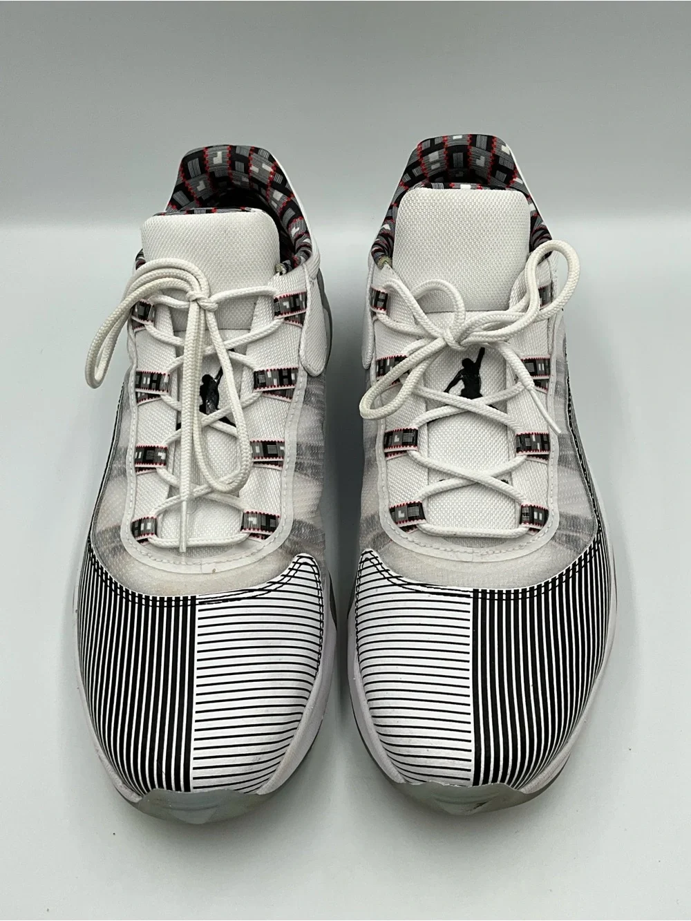 Jordan Men's White and Black Striped Sneakers
